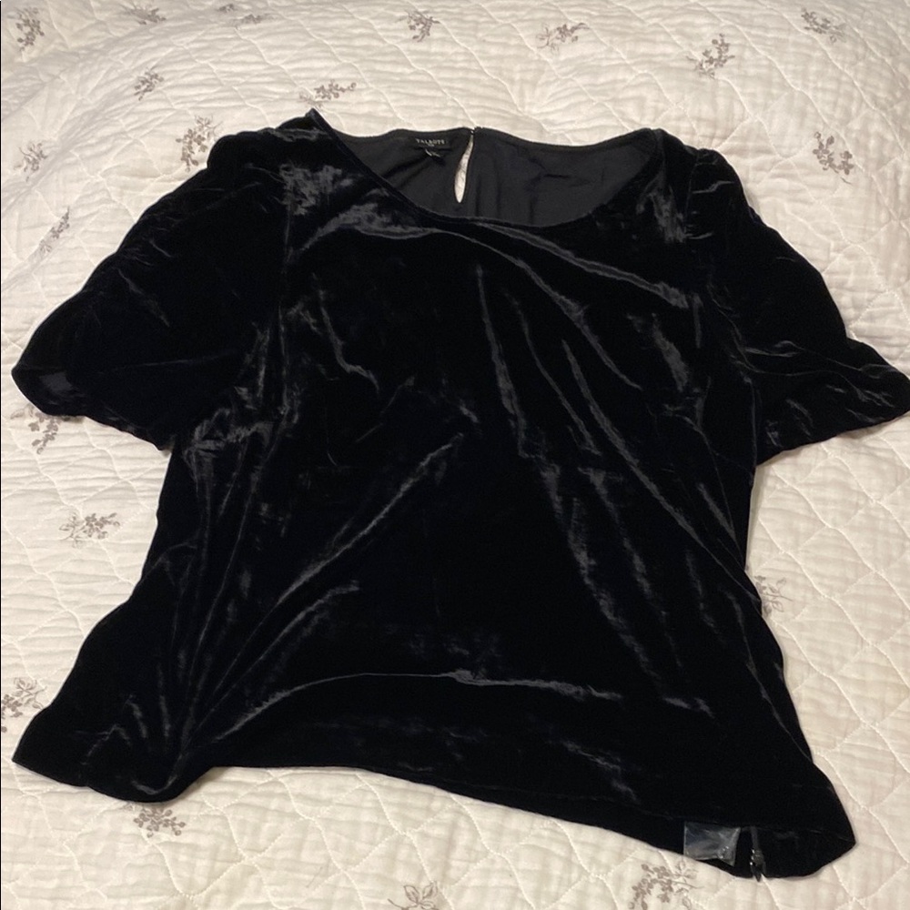 Talbots Black Velvet Short-Sleeve Blouse